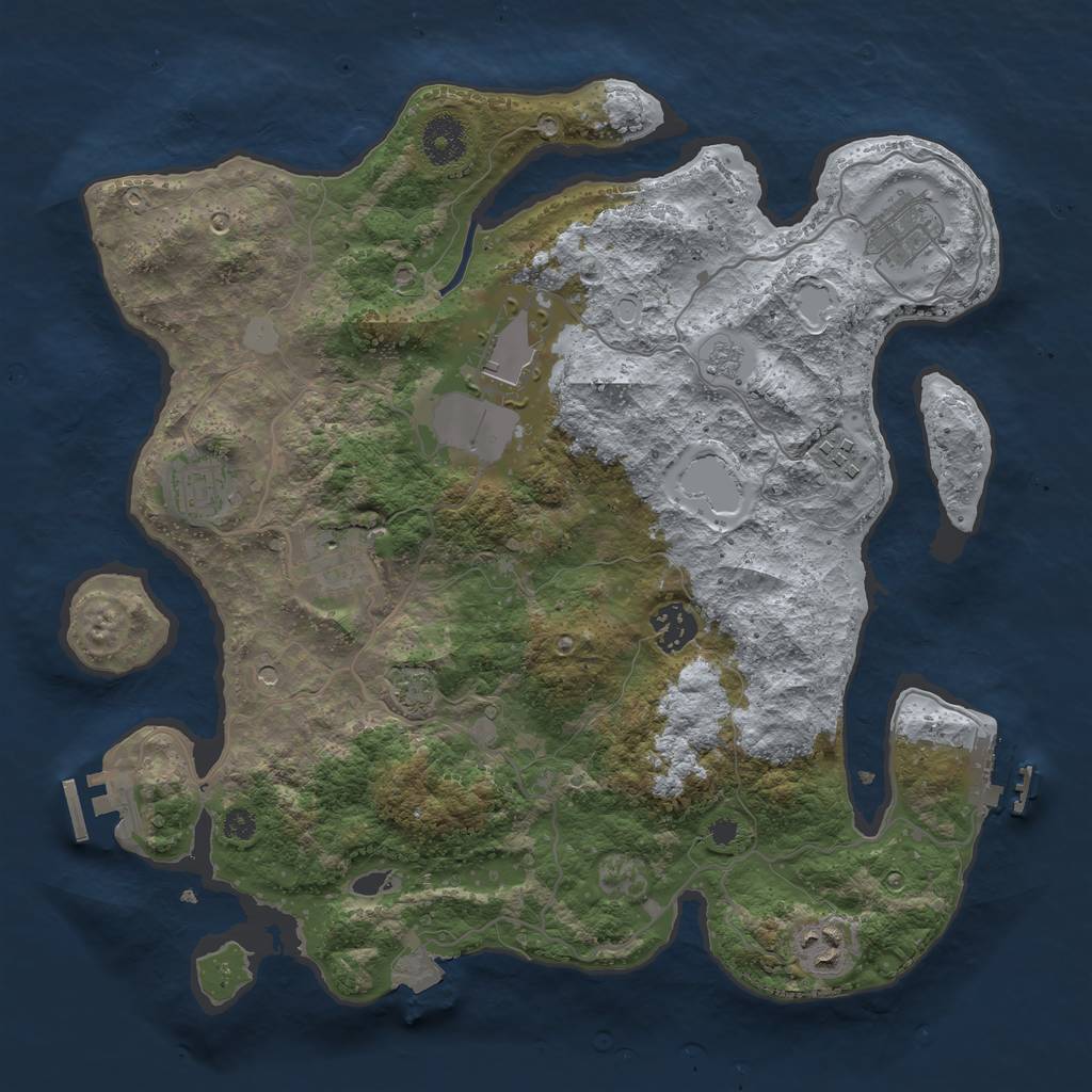 Rust Map: Procedural Map, Size: 3500, Seed: 837145896, 15 Monuments