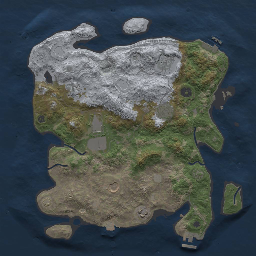 Rust Map: Procedural Map, Size: 3550, Seed: 1257504784, 14 Monuments