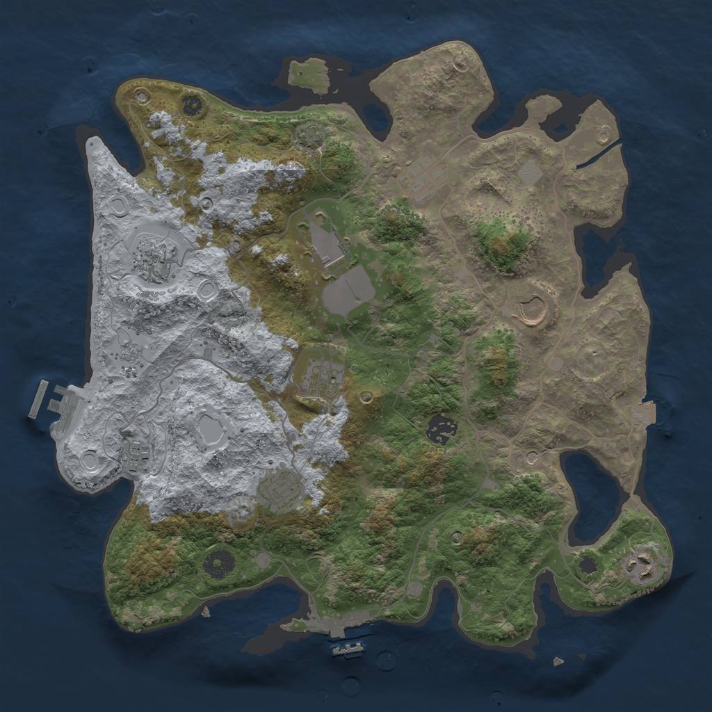 Rust Map: Procedural Map, Size: 3600, Seed: 3620400, 17 Monuments