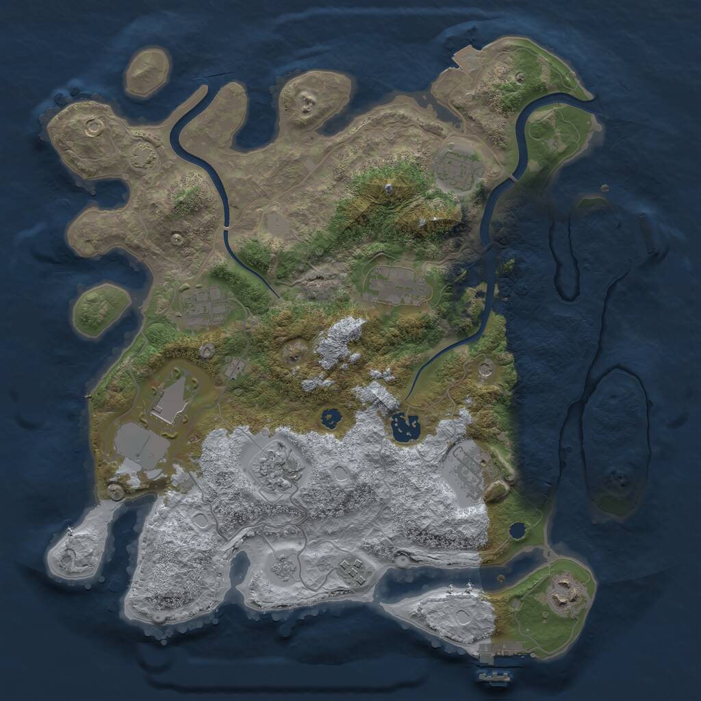 Rust Map: Procedural Map, Size: 3500, Seed: 628237574, 15 Monuments
