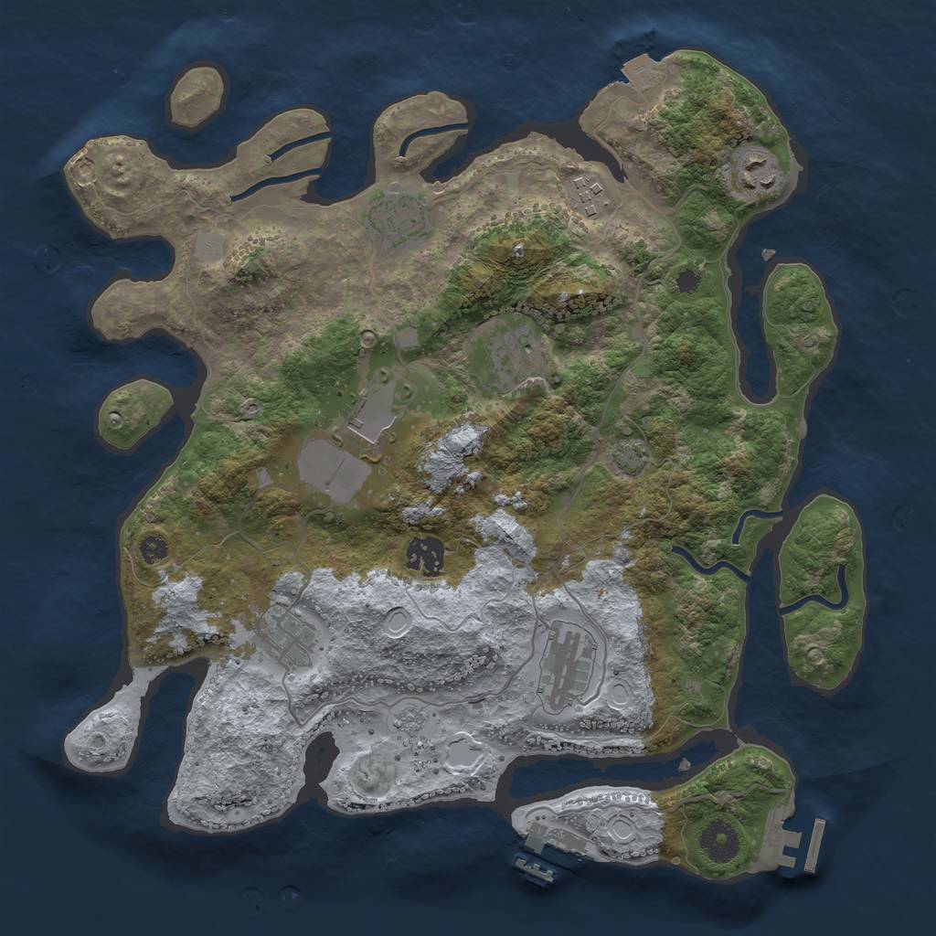 Rust Map: Procedural Map, Size: 3500, Seed: 628237574, 15 Monuments