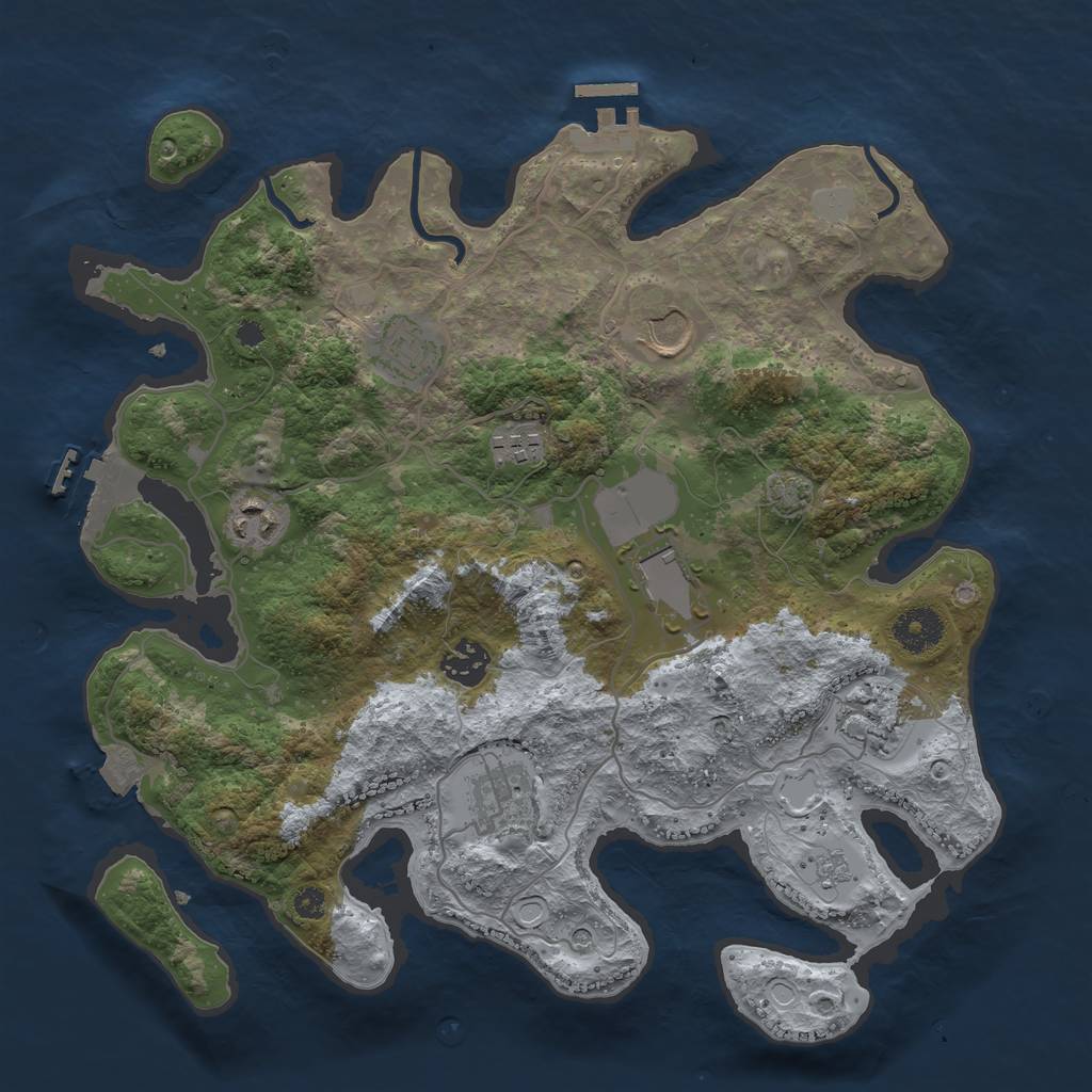 Rust Map: Procedural Map, Size: 3500, Seed: 331359369, 16 Monuments