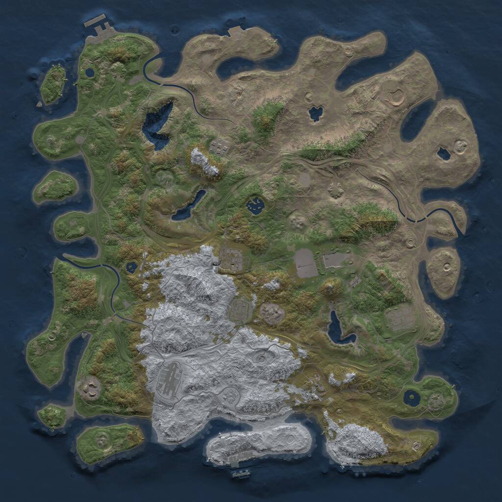 Rust Map: Procedural Map, Size: 4500, Seed: 1999215896, 16 Monuments