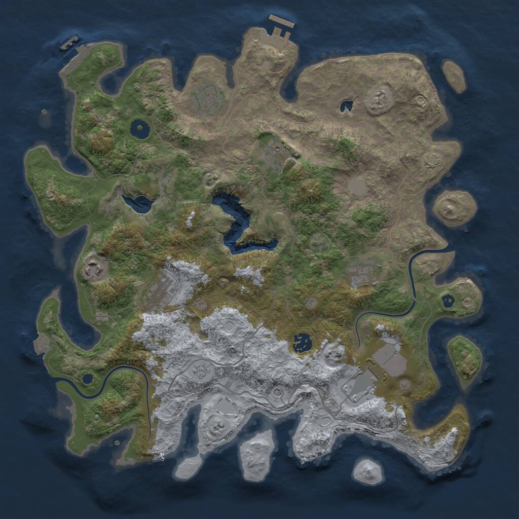 Rust Map: Procedural Map, Size: 4000, Seed: 93246, 13 Monuments