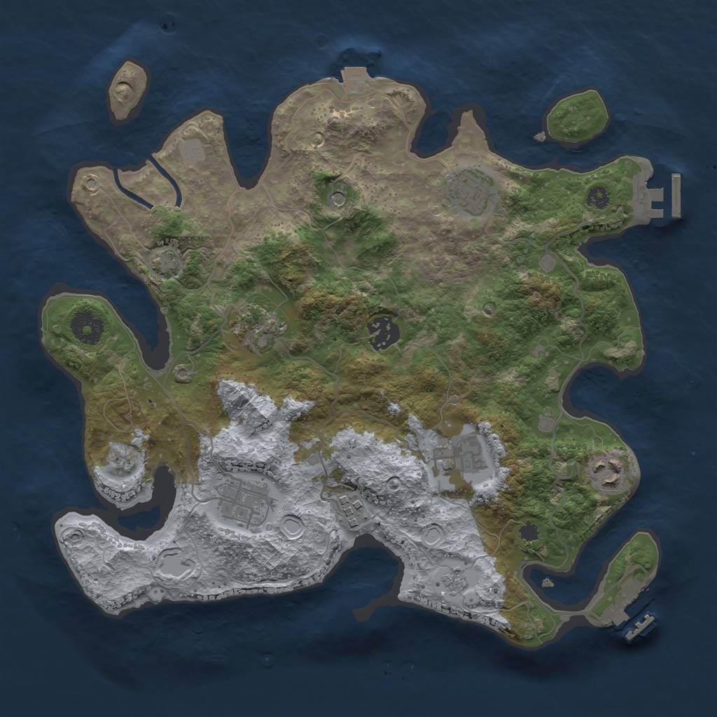 Rust Map: Procedural Map, Size: 3250, Seed: 1132098830, 15 Monuments