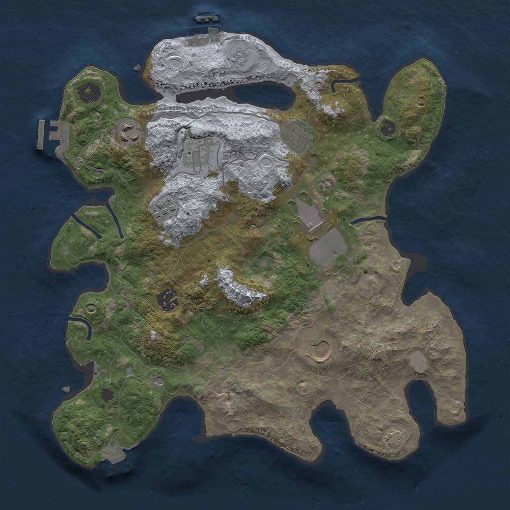 Rust Map: Procedural Map, Size: 3500, Seed: 1373610216, 15 Monuments