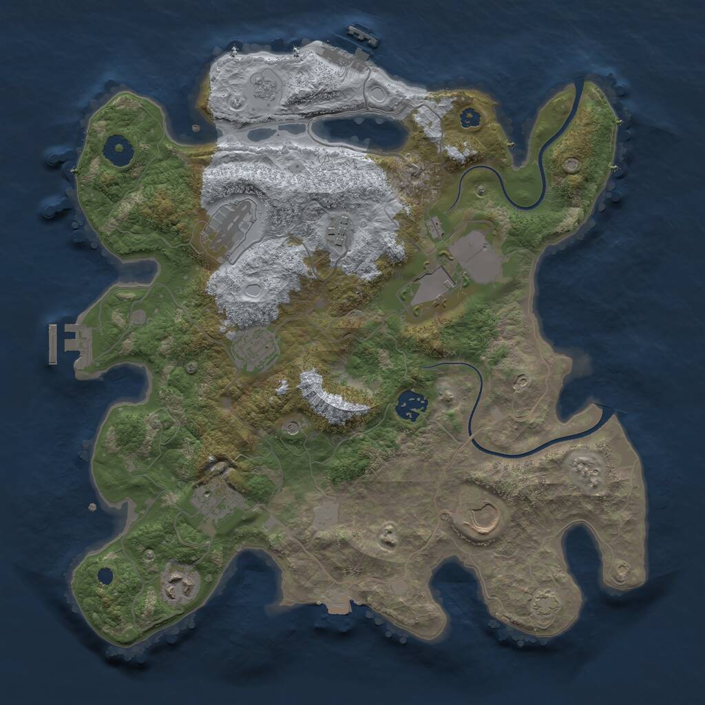 Rust Map: Procedural Map, Size: 3500, Seed: 1373610216, 14 Monuments