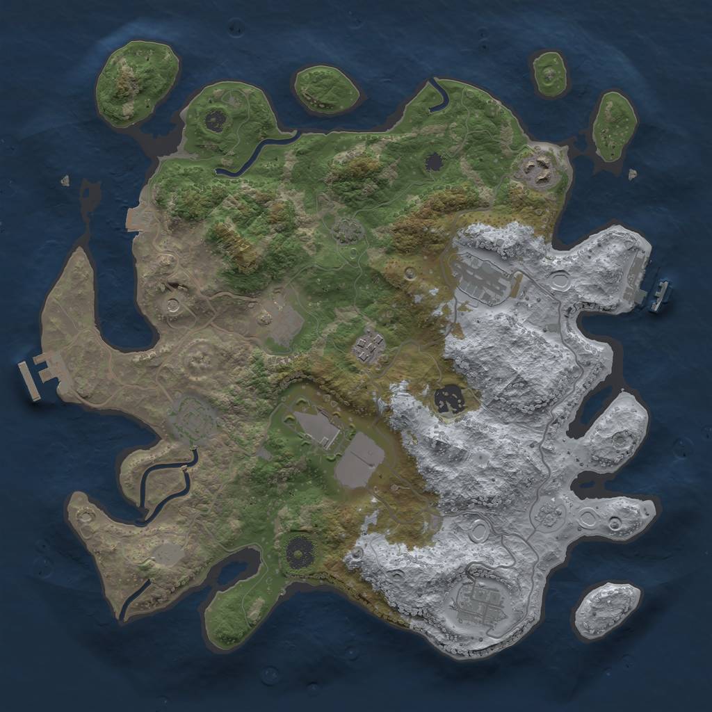 Rust Map: Procedural Map, Size: 3500, Seed: 896985748, 16 Monuments