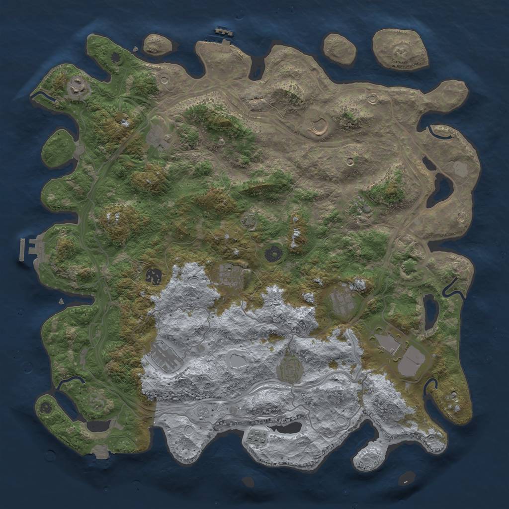 Rust Map: Procedural Map, Size: 4500, Seed: 1256891, 19 Monuments