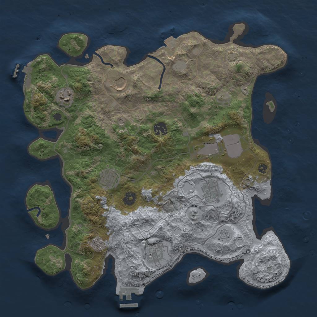 Rust Map: Procedural Map, Size: 3500, Seed: 486257, 16 Monuments