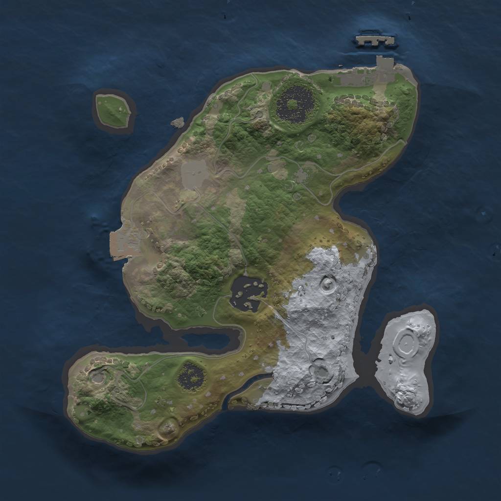 Rust Map: Procedural Map, Size: 2000, Seed: 1355098350, 5 Monuments