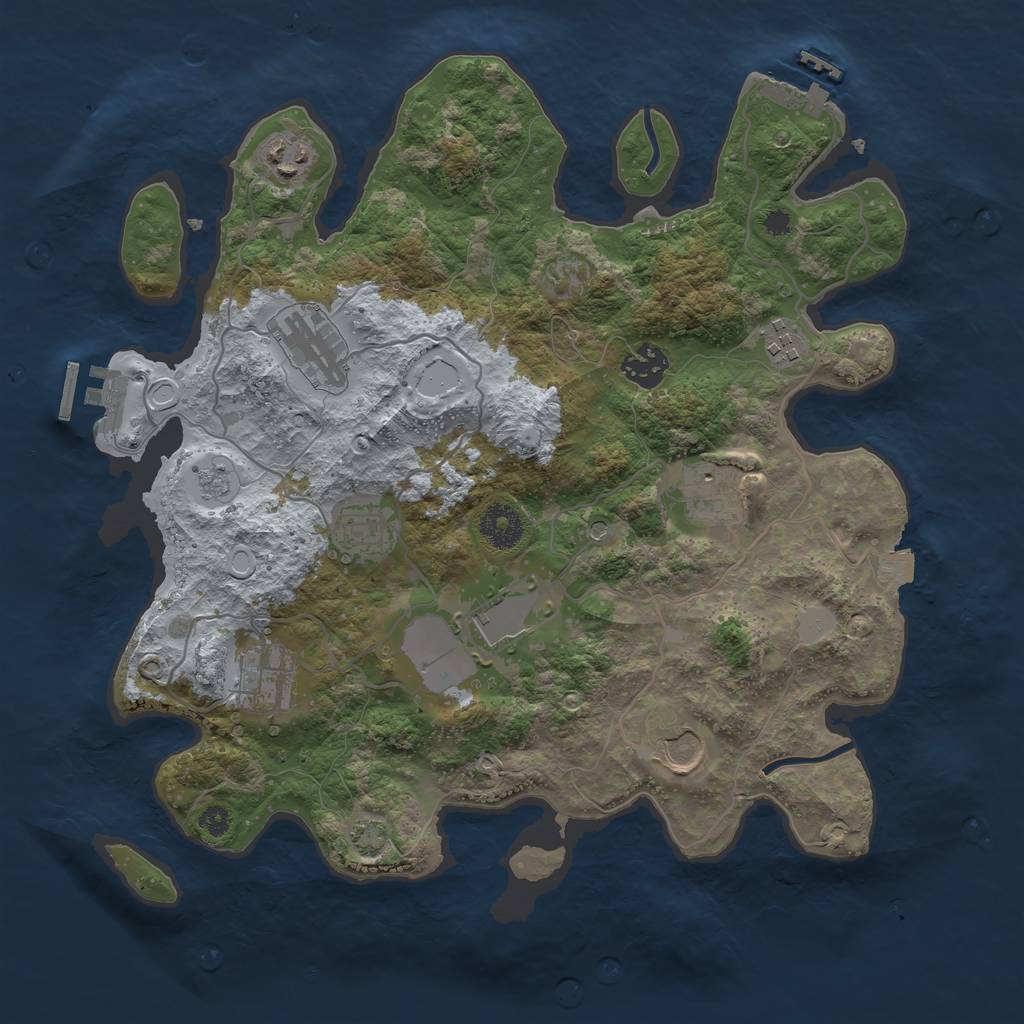 Rust Map: Procedural Map, Size: 3500, Seed: 52451232, 17 Monuments