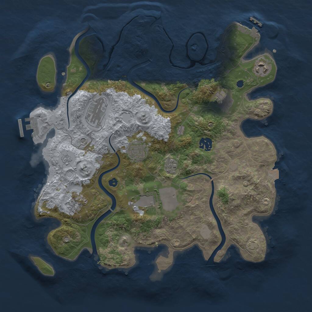 Rust Map: Procedural Map, Size: 3500, Seed: 52451232, 14 Monuments