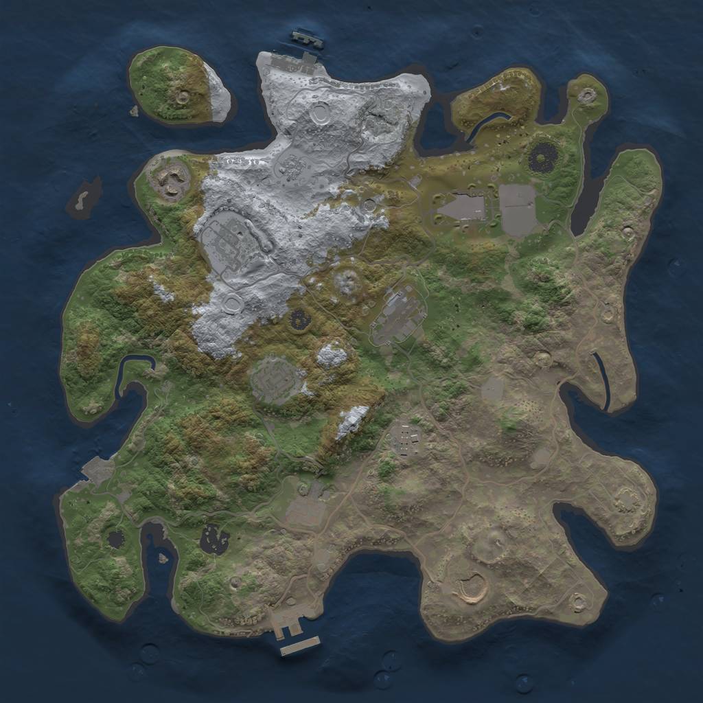 Rust Map: Procedural Map, Size: 3500, Seed: 607031805, 17 Monuments