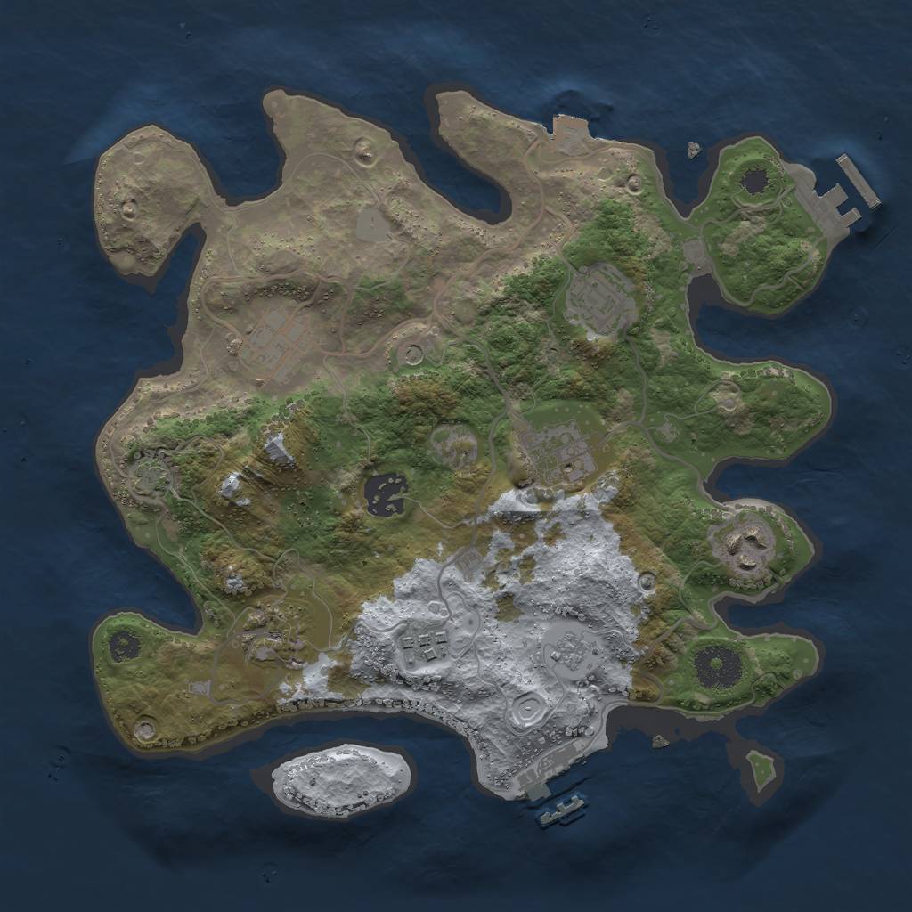 Rust Map: Procedural Map, Size: 3000, Seed: 16933, 15 Monuments