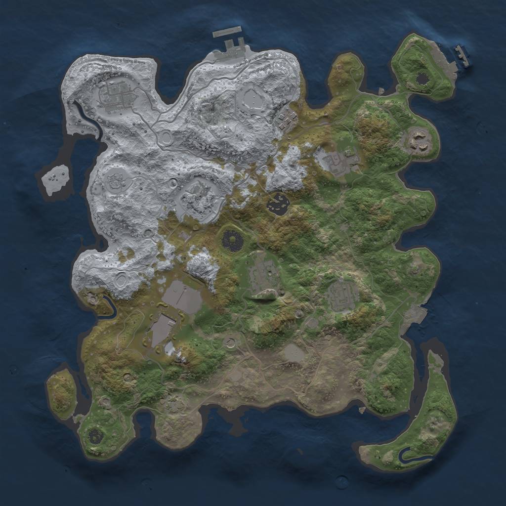 Rust Map: Procedural Map, Size: 3500, Seed: 564232557, 17 Monuments