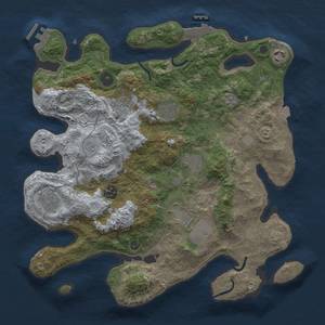 Thumbnail Rust Map: Procedural Map, Size: 3550, Seed: 1691511216, 16 Monuments