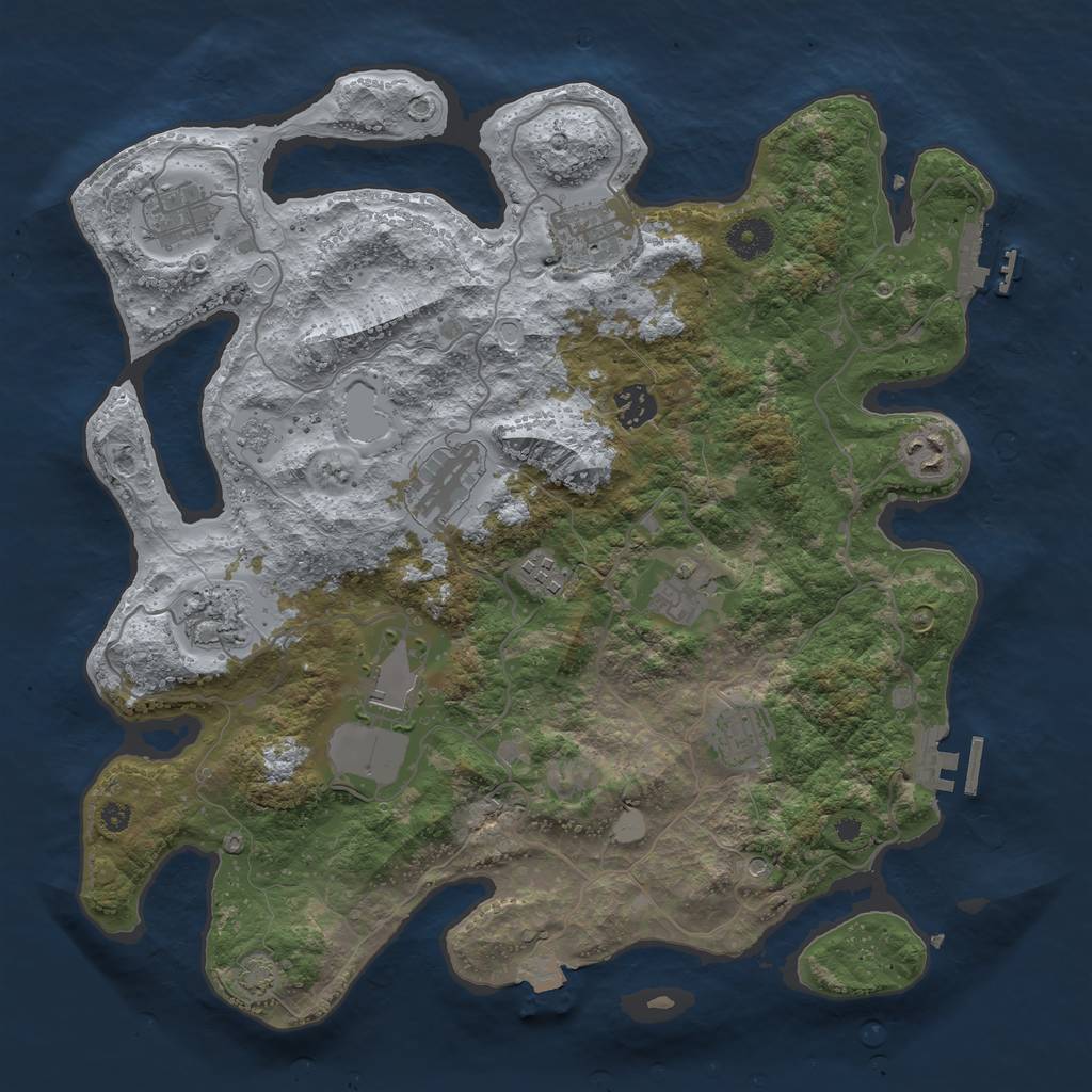 Rust Map: Procedural Map, Size: 3750, Seed: 409357388, 18 Monuments