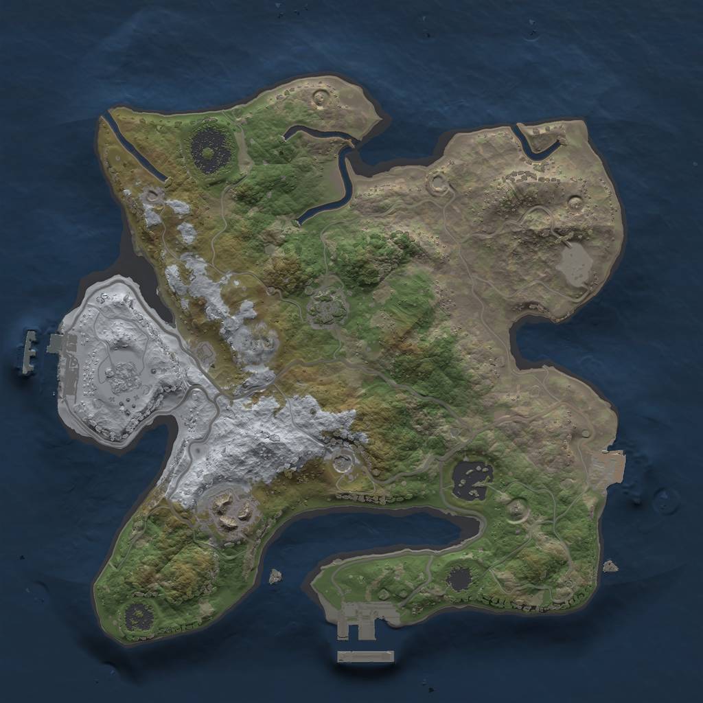 Rust Map: Procedural Map, Size: 2500, Seed: 2006909428, 10 Monuments