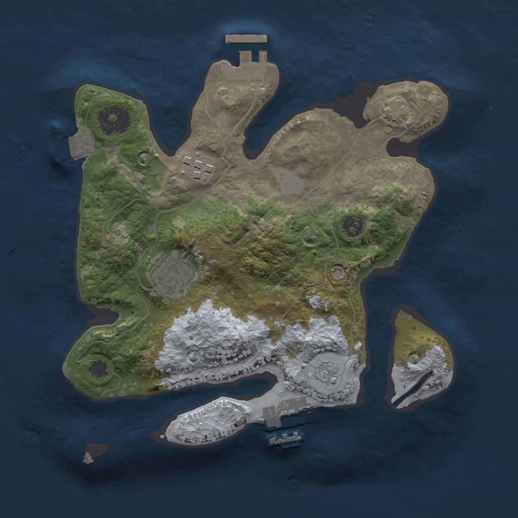 Rust Map: Procedural Map, Size: 2500, Seed: 81624, 9 Monuments