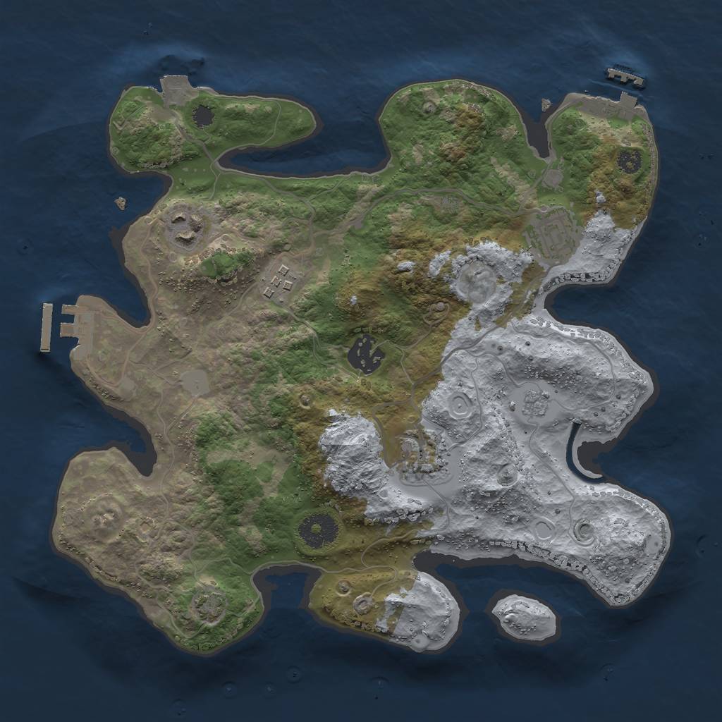 Rust Map: Procedural Map, Size: 3000, Seed: 2137461690, 12 Monuments