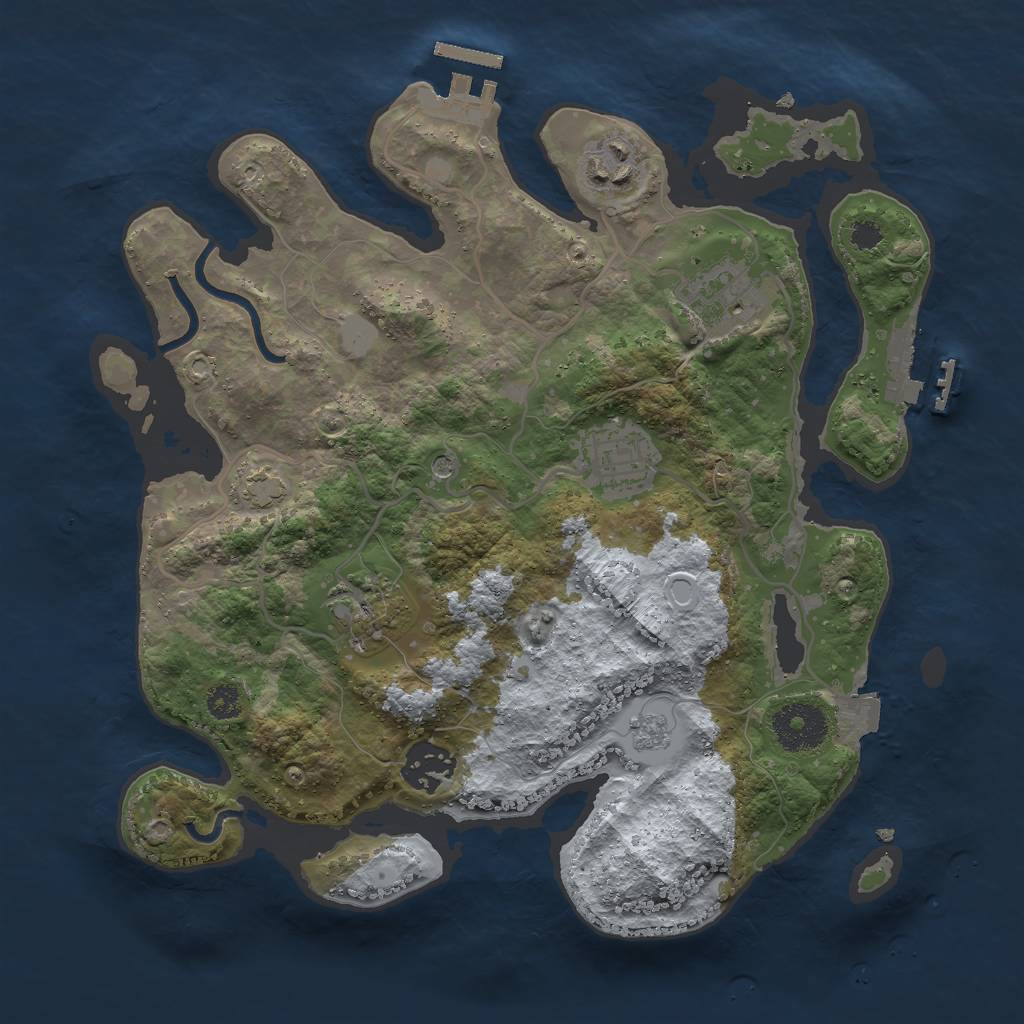 Rust Map: Procedural Map, Size: 3000, Seed: 24873, 13 Monuments