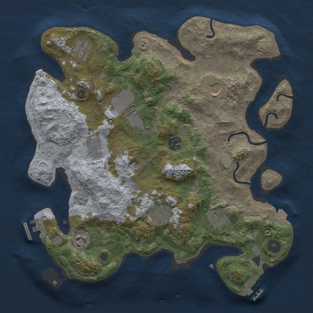 Rust Map: Procedural Map, Size: 3500, Seed: 516917485, 17 Monuments