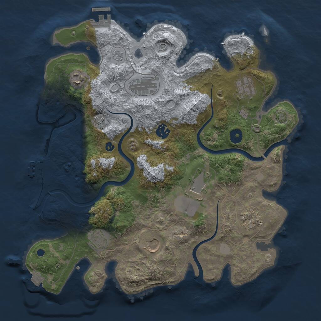 Rust Map: Procedural Map, Size: 3500, Seed: 2057869980, 15 Monuments