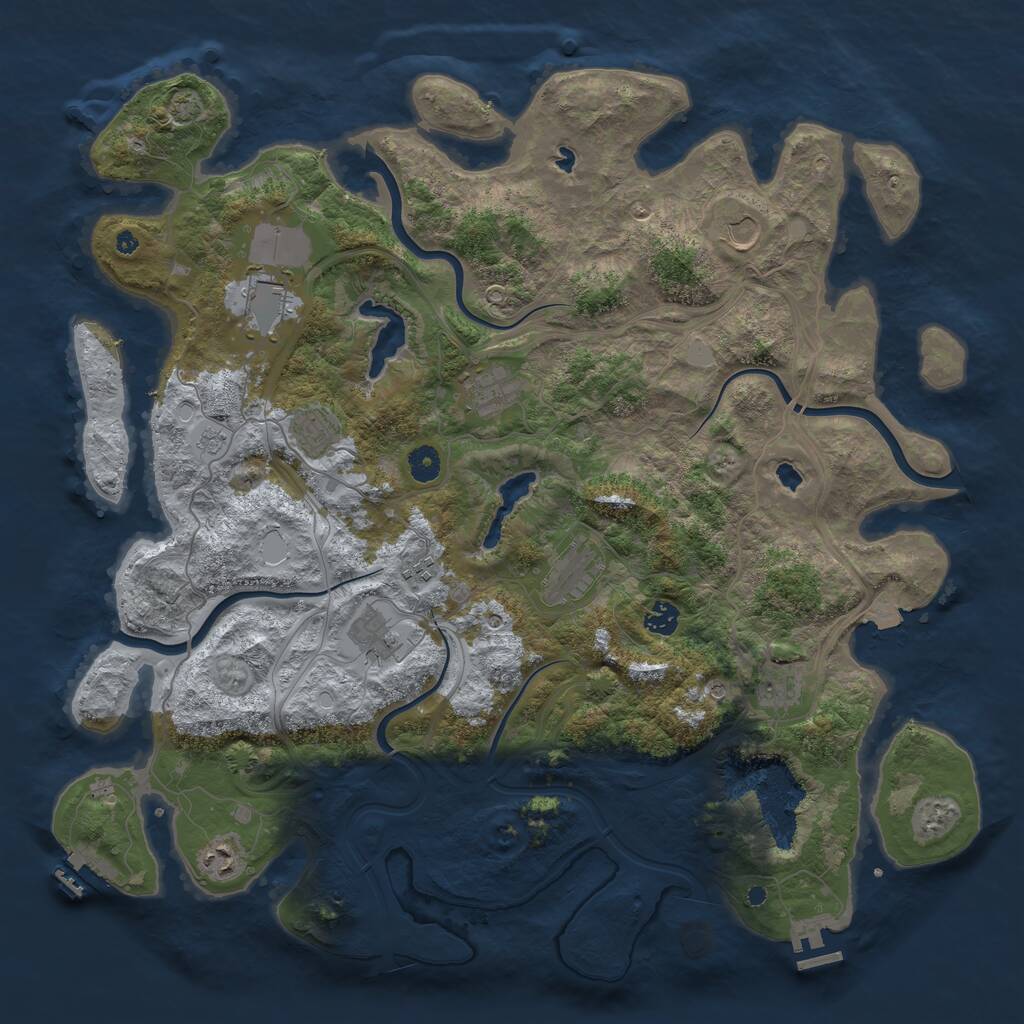 Rust Map: Procedural Map, Size: 4500, Seed: 8611536, 16 Monuments