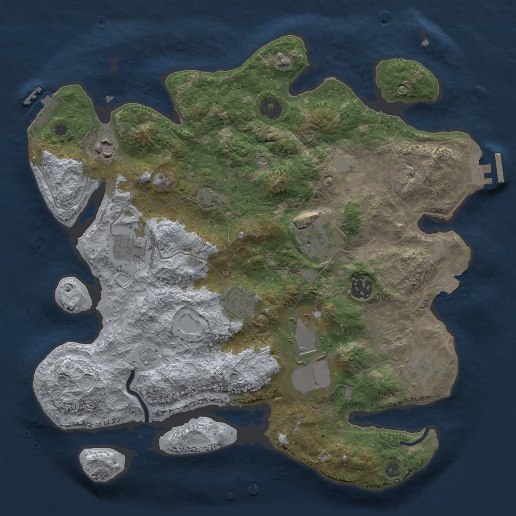 Rust Map: Procedural Map, Size: 3500, Seed: 1275505421, 15 Monuments