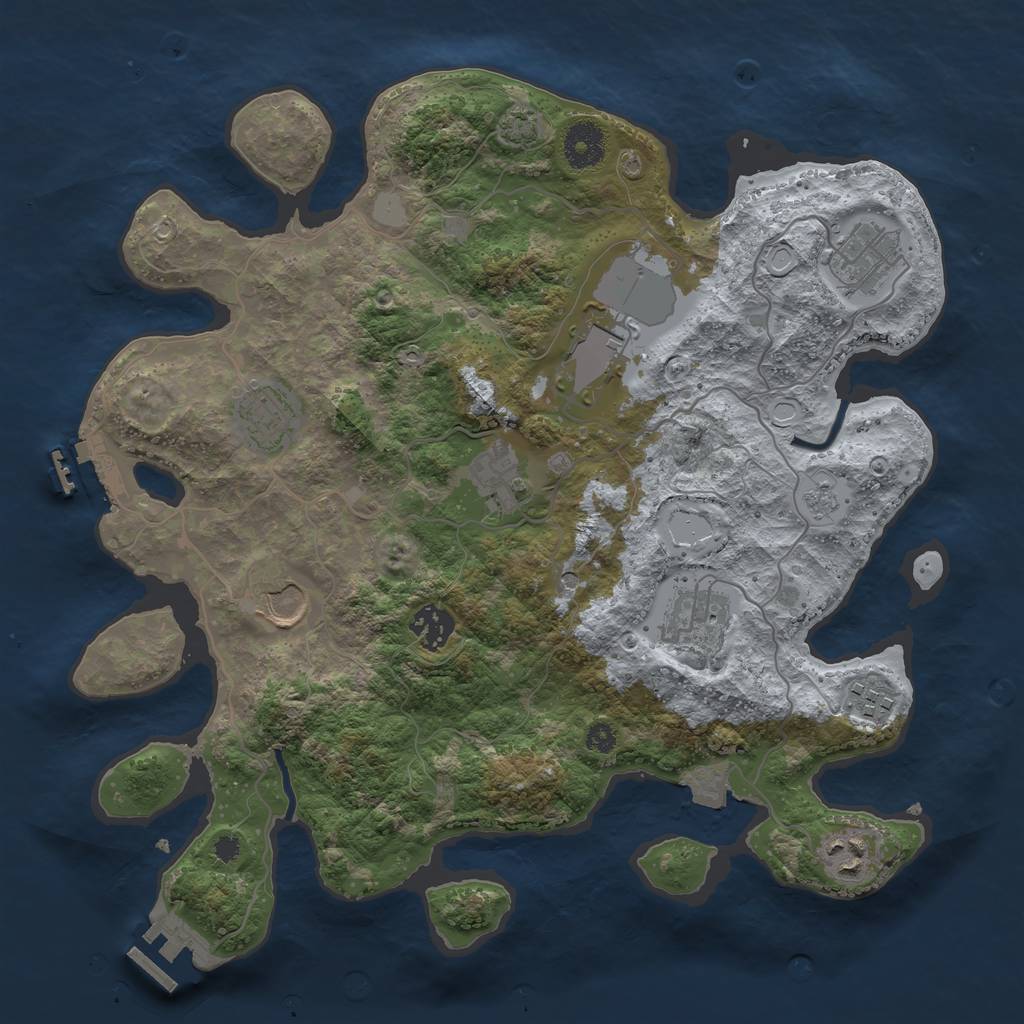Rust Map: Procedural Map, Size: 3500, Seed: 1851903974, 17 Monuments