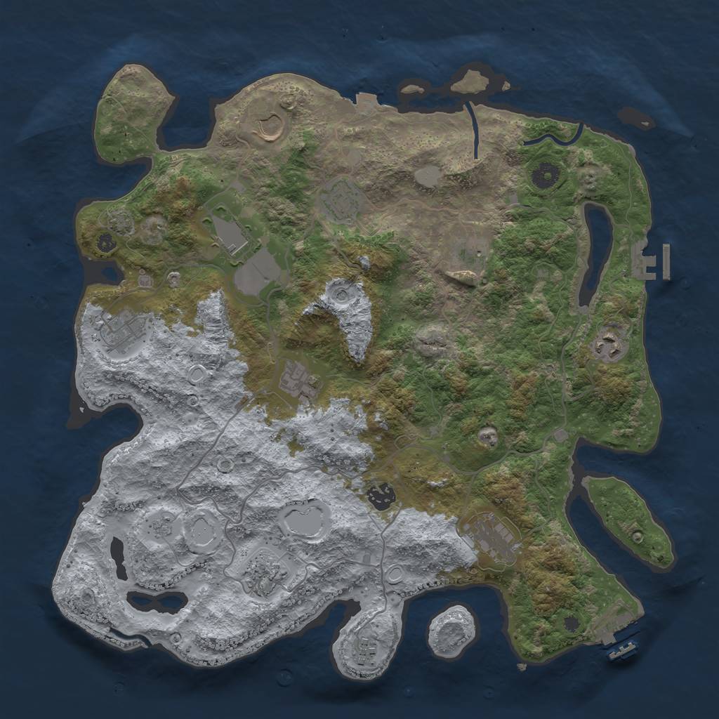 Rust Map: Procedural Map, Size: 4000, Seed: 1656199867, 19 Monuments