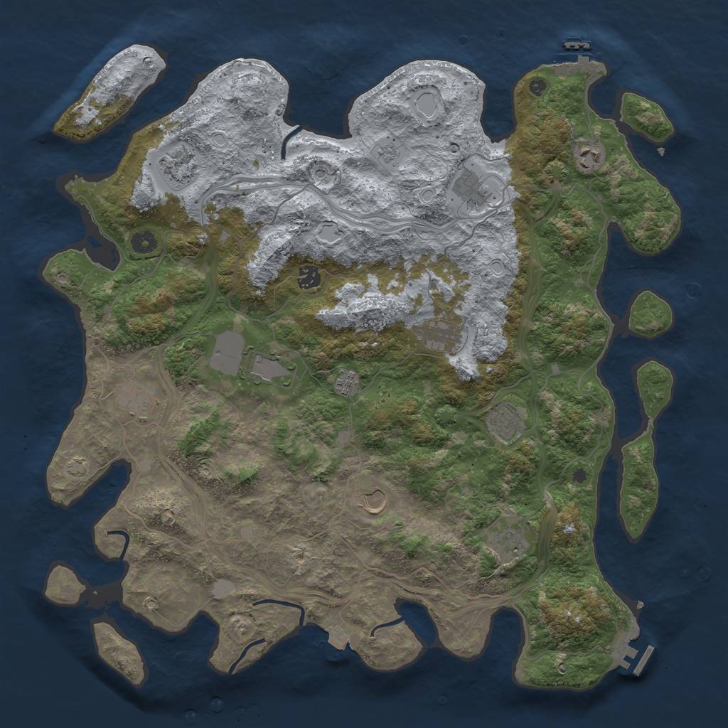 Rust Map: Procedural Map, Size: 4500, Seed: 1942742265, 19 Monuments
