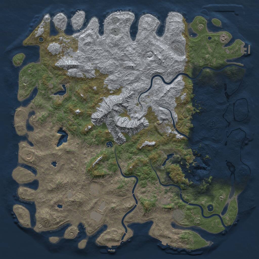 Rust Map: Procedural Map, Size: 6000, Seed: 5142, 17 Monuments