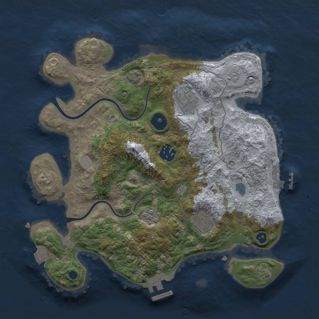 Rust Map: Procedural Map, Size: 3000, Seed: 21070685, 10 Monuments
