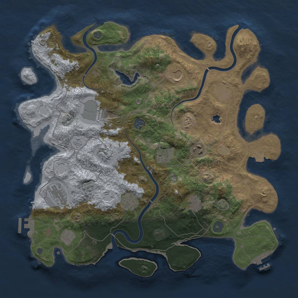 Rust Map: Procedural Map, Size: 4000, Seed: 882730101, 17 Monuments