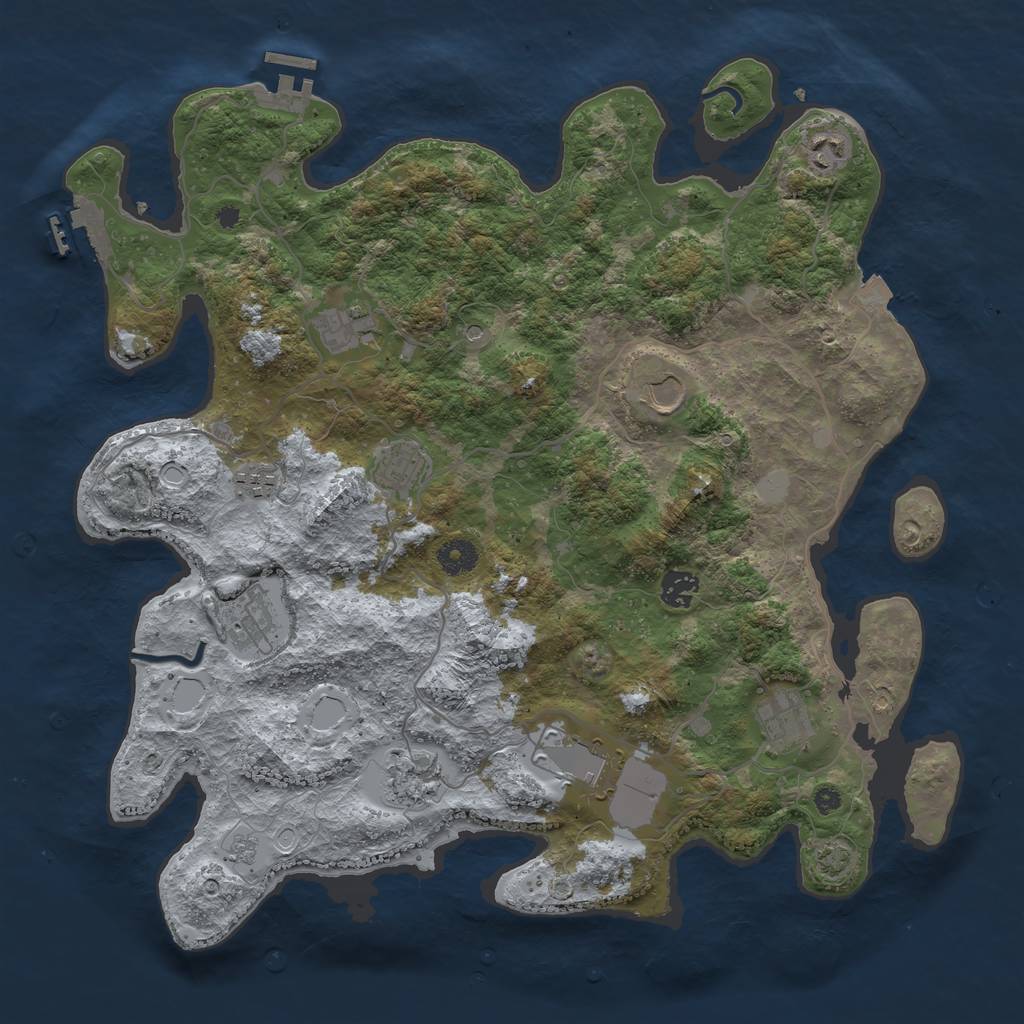 Rust Map: Procedural Map, Size: 4000, Seed: 1864698397, 18 Monuments