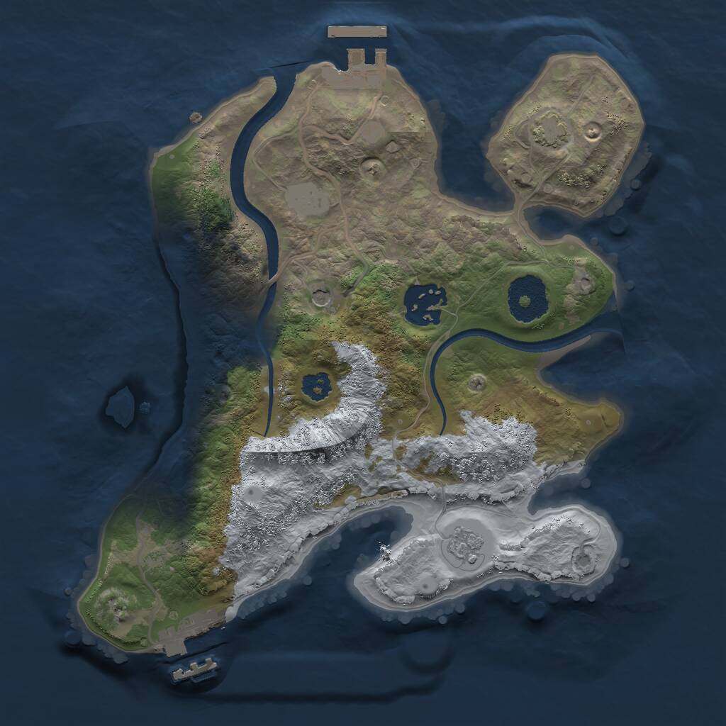 Rust Map: Procedural Map, Size: 2500, Seed: 241682237, 7 Monuments