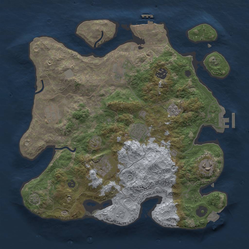 Rust Map: Procedural Map, Size: 3300, Seed: 2065932085, 15 Monuments
