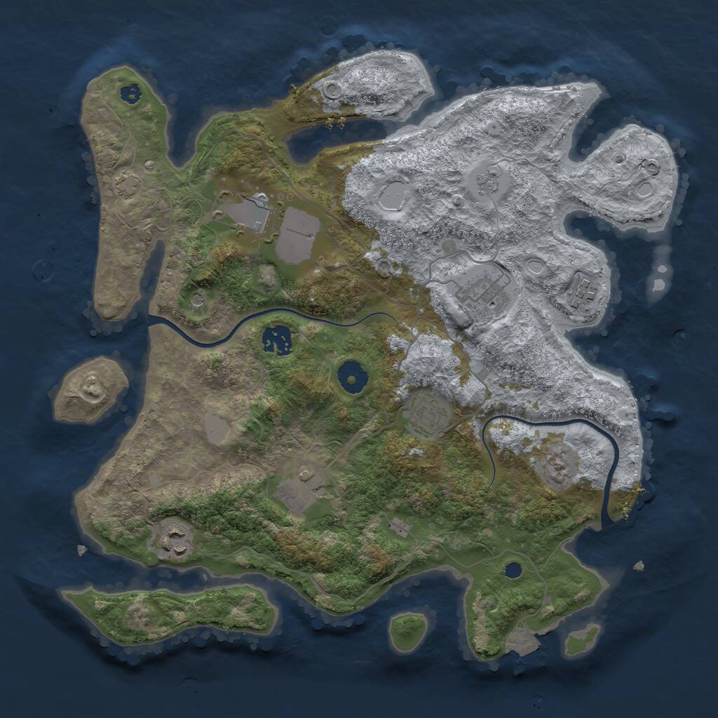 Rust Map: Procedural Map, Size: 3500, Seed: 2133670, 11 Monuments