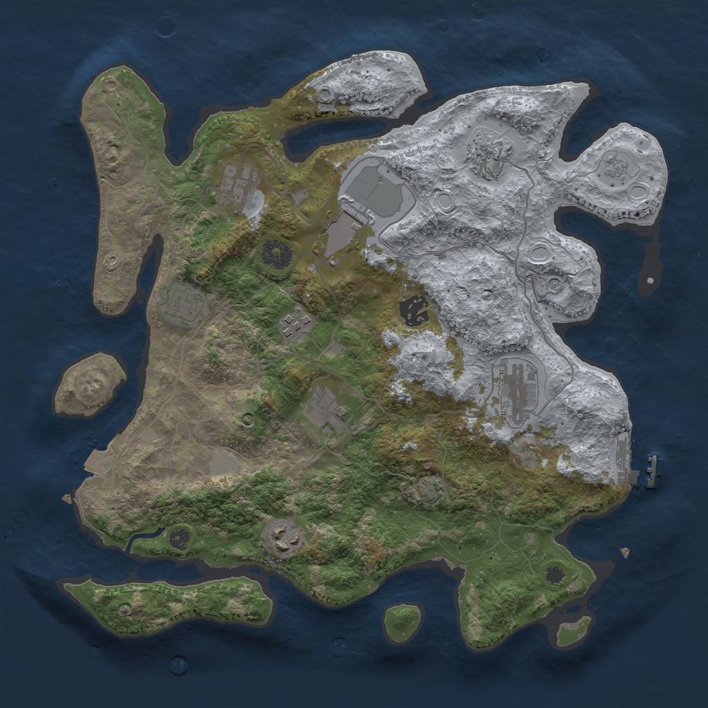 Rust Map: Procedural Map, Size: 3500, Seed: 2133670, 16 Monuments