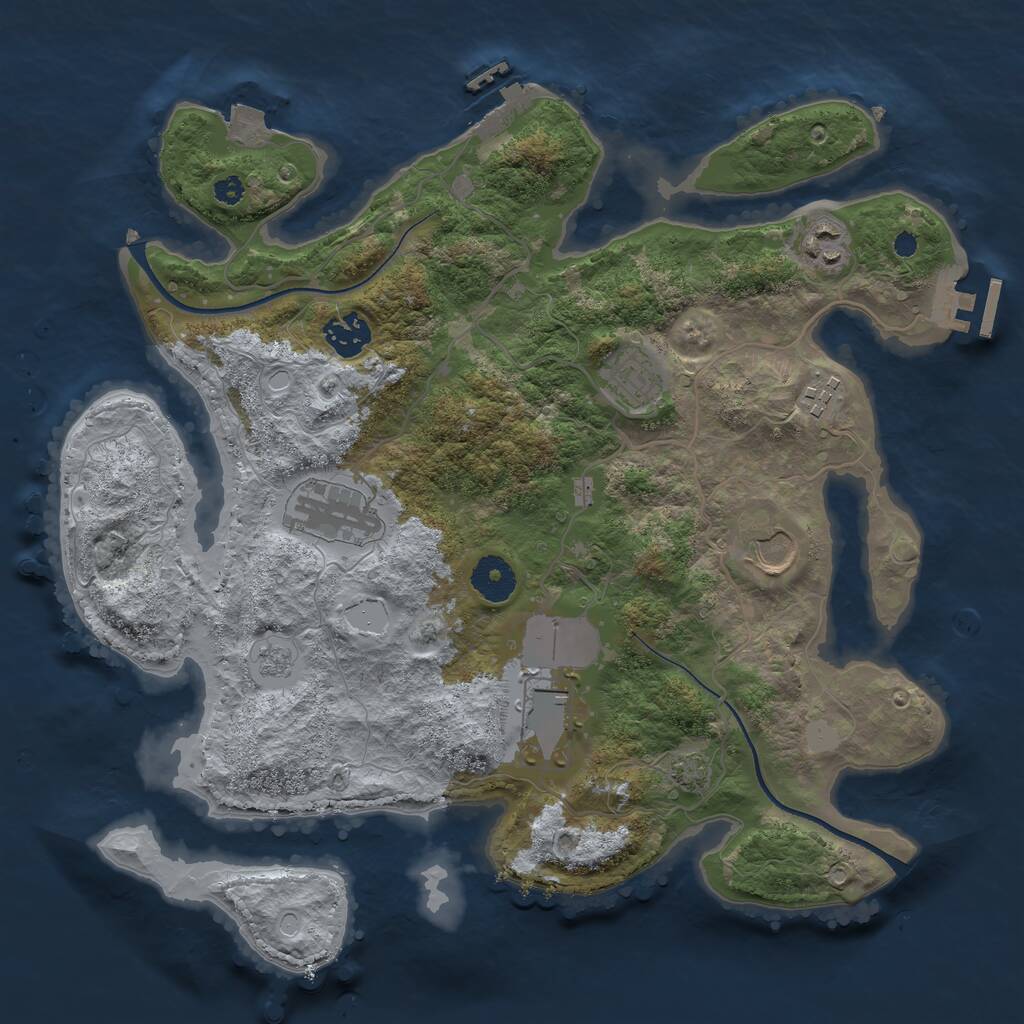 Rust Map: Procedural Map, Size: 3500, Seed: 209187043, 12 Monuments