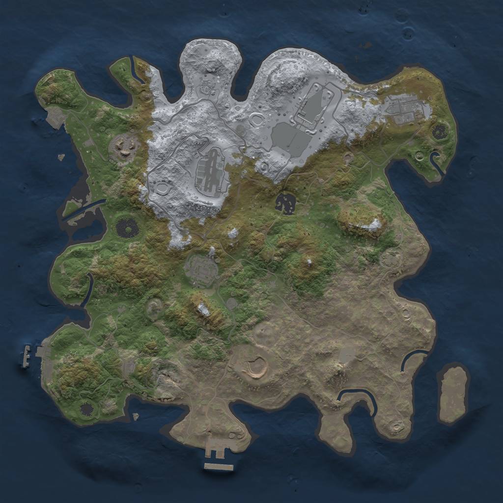 Rust Map: Procedural Map, Size: 3500, Seed: 1662921905, 14 Monuments