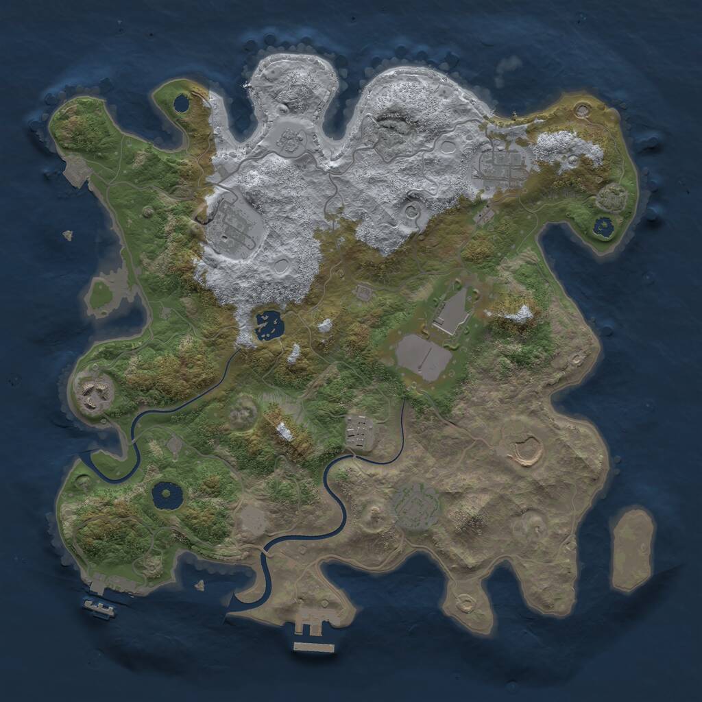 Rust Map: Procedural Map, Size: 3500, Seed: 1662921905, 14 Monuments