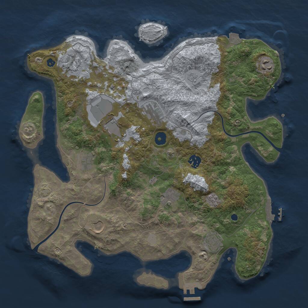 Rust Map: Procedural Map, Size: 3700, Seed: 850621147, 15 Monuments