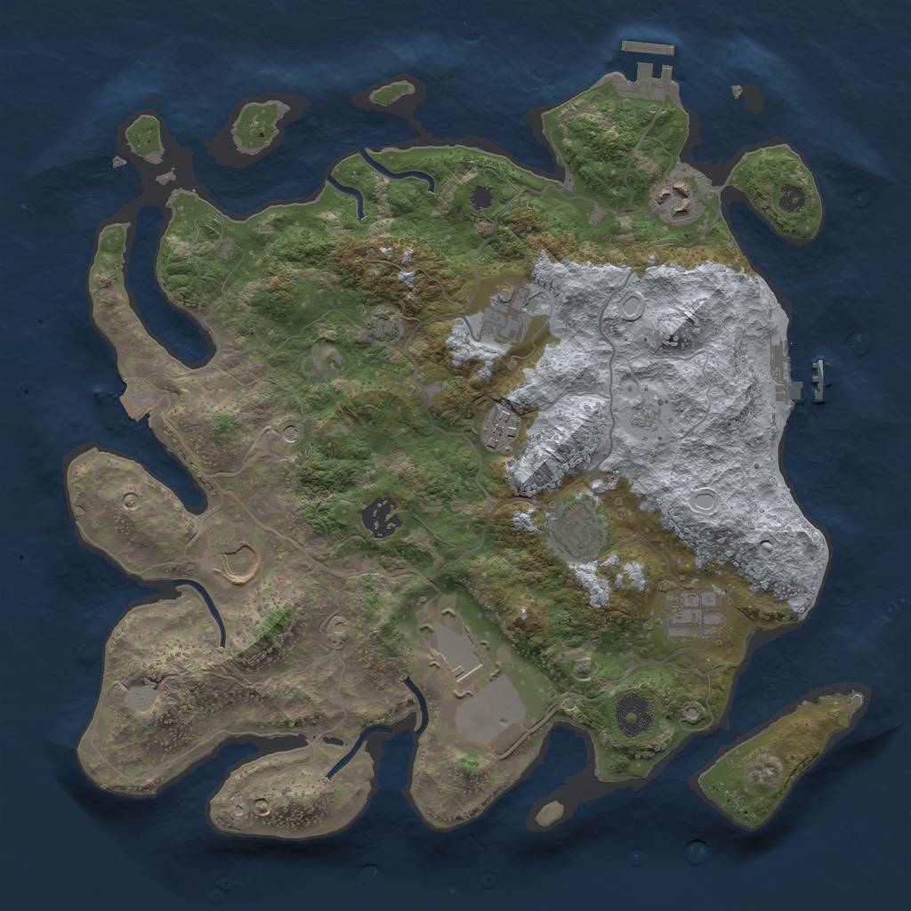 Rust Map: Procedural Map, Size: 3500, Seed: 336433471, 16 Monuments