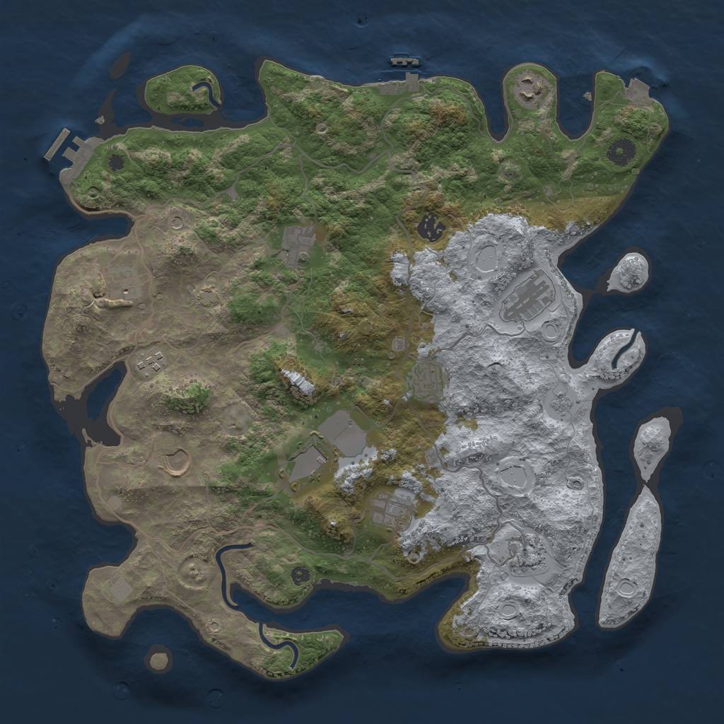 Rust Map: Procedural Map, Size: 4000, Seed: 124132523, 19 Monuments