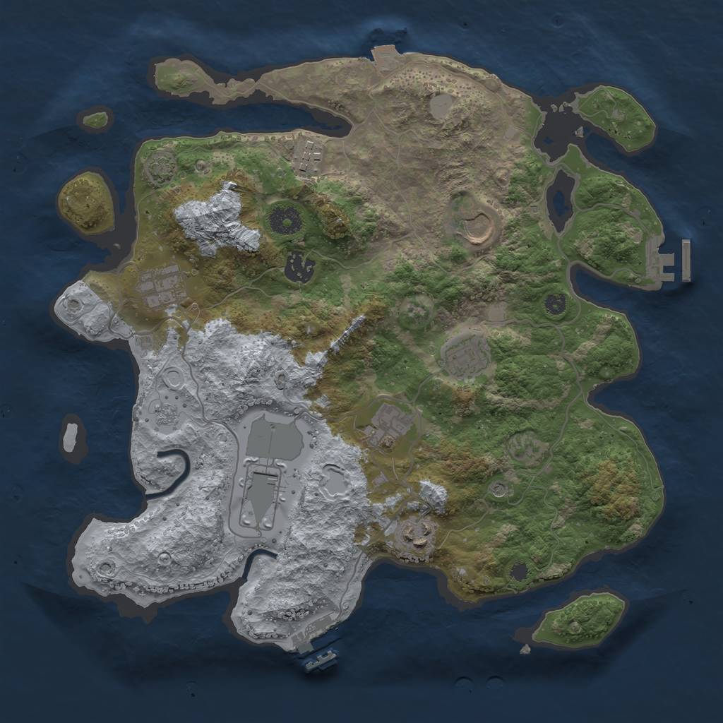 Rust Map: Procedural Map, Size: 3500, Seed: 2145883110, 16 Monuments