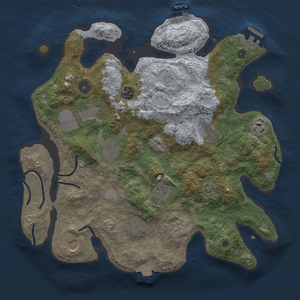Rust Map: Procedural Map, Size: 3500, Seed: 850027910, 17 Monuments