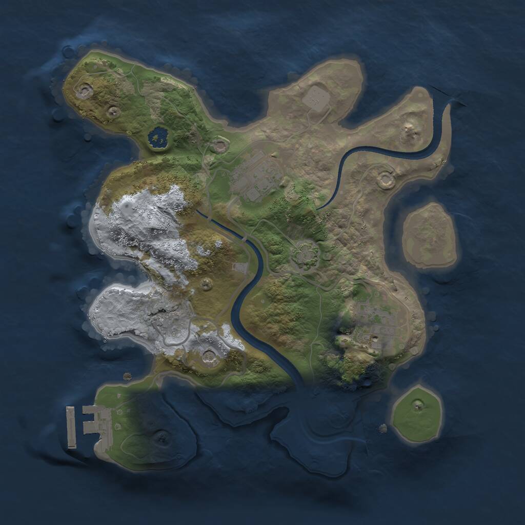Rust Map: Procedural Map, Size: 2500, Seed: 829268209, 6 Monuments